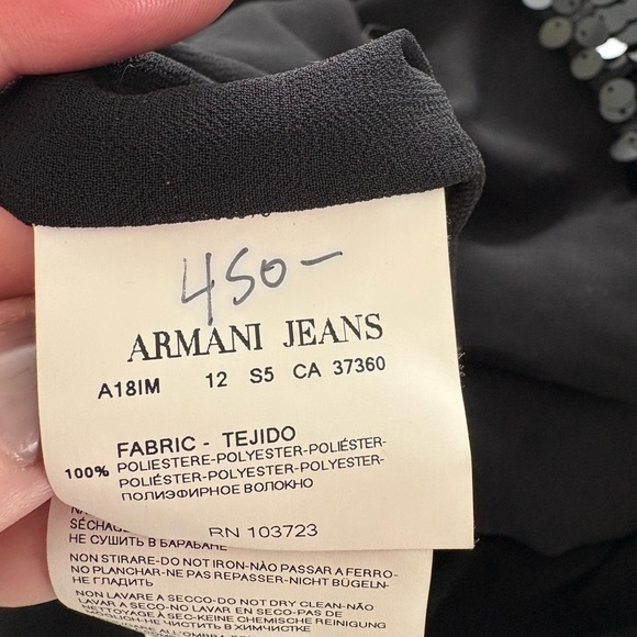 LIKE NEW Armani Jeans Sequin 'Speechless' Mini Shift Dress Sleeveless Black 14 - Picture 14 of 16